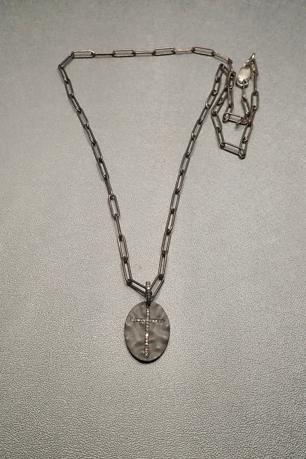 DIAMOND SHIELD CROSS NECKLACE