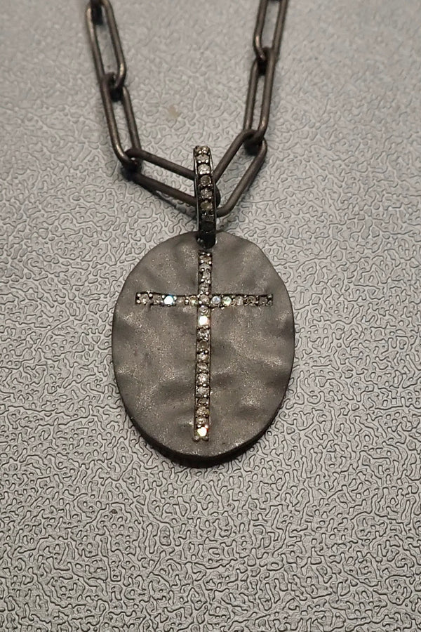 DIAMOND SHIELD CROSS NECKLACE