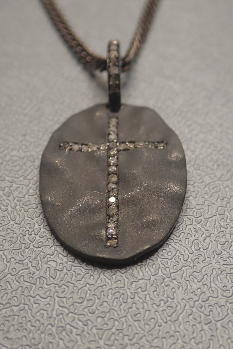 DIAMOND SHIELD CROSS NECKLACE