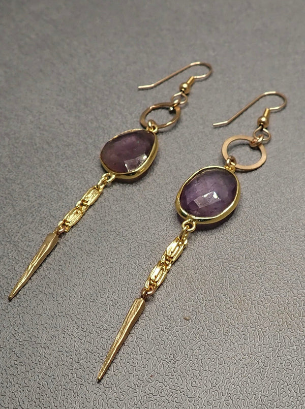 AMETHYST SPIKES EARRINGS