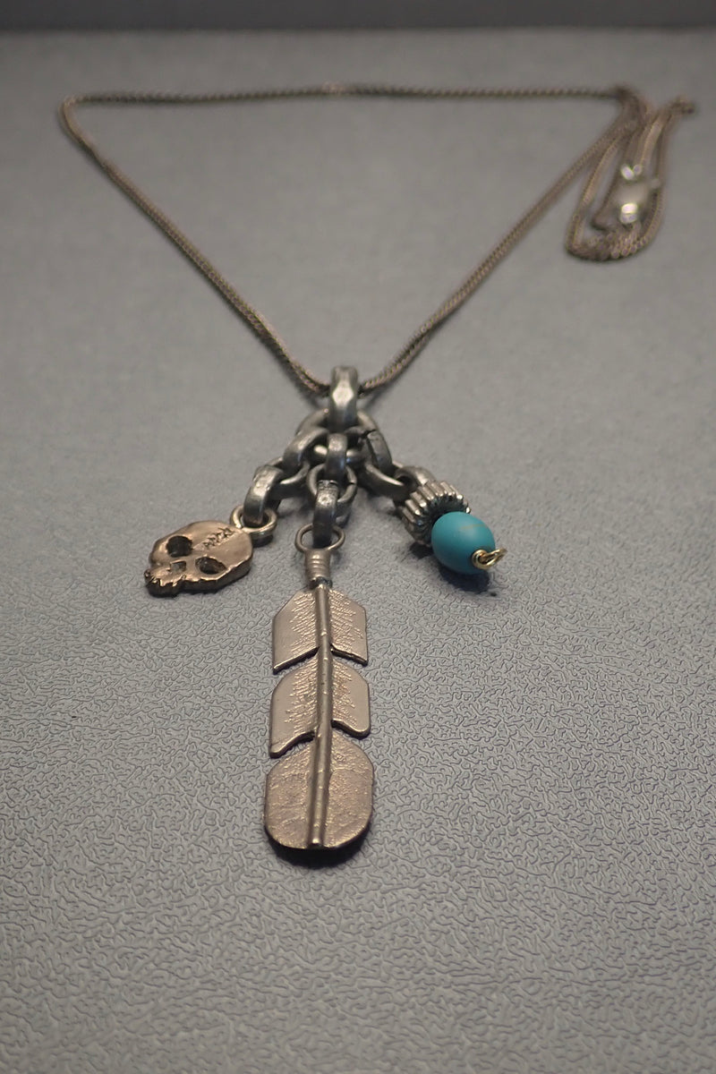 SKULL & FEATHER PENDANT