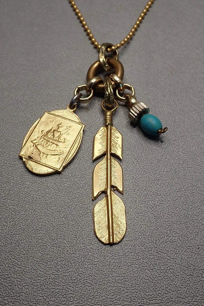 FEATHER & TURQUOISE PENDANT