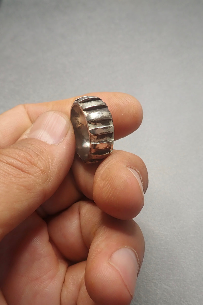 SILVER STRIPES BAND RING