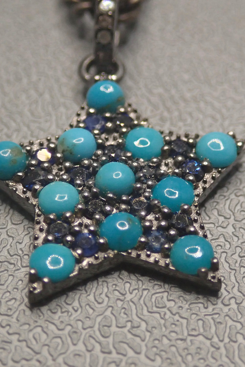 TURQUOISE & SAPPHIRE STAR PENDANT