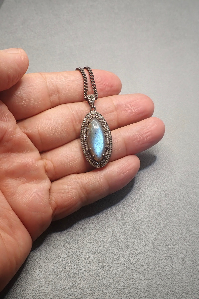 LABRADORITE DIAMONDS NECKLACE