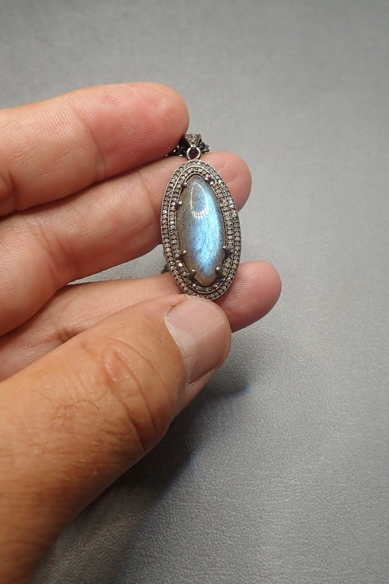 LABRADORITE DIAMONDS NECKLACE