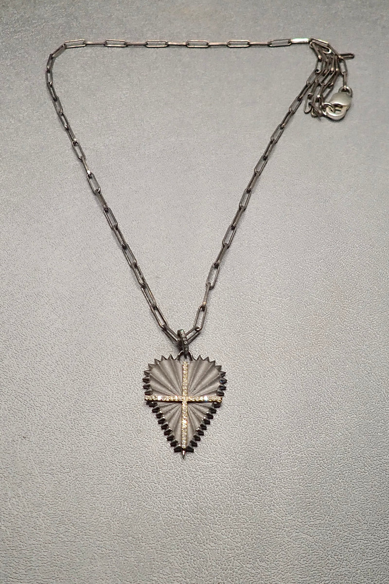 DIAMOND CROSS SHIELD NECKLACE