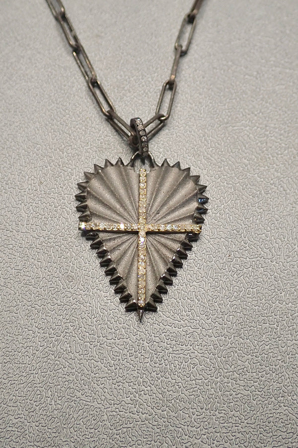 DIAMOND CROSS SHIELD NECKLACE