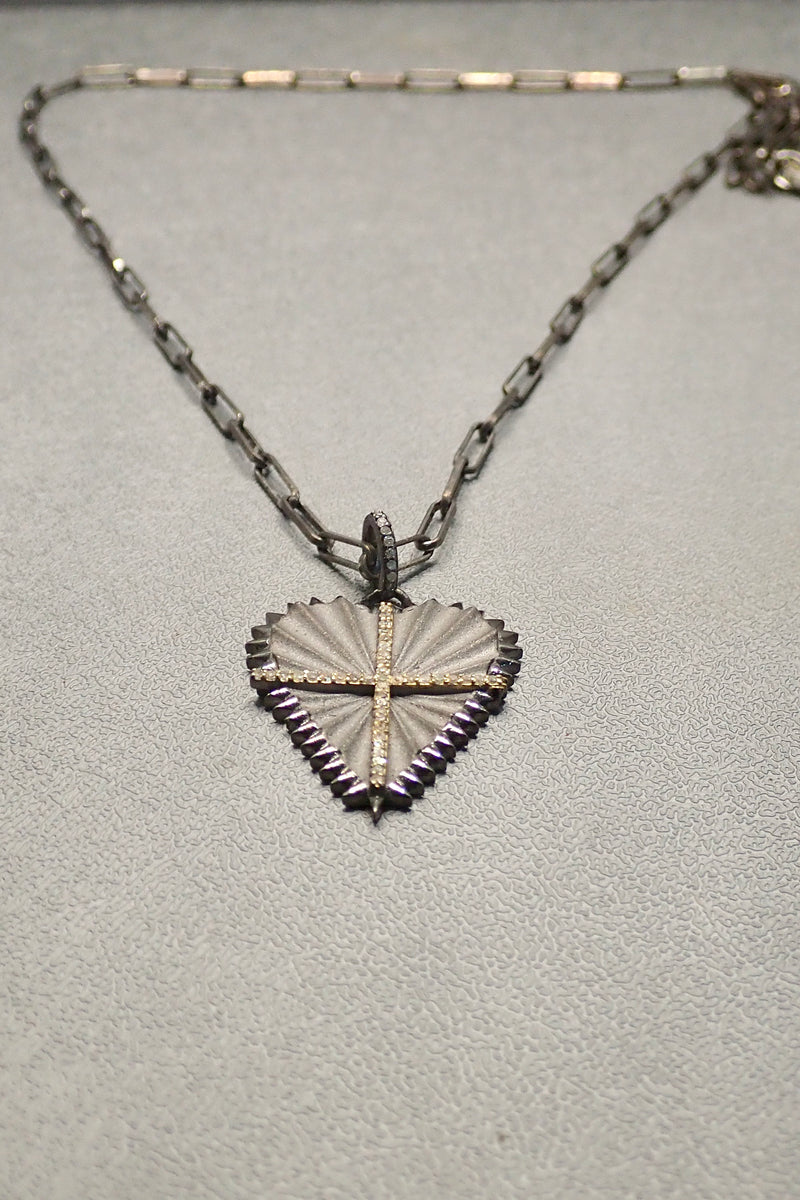 DIAMOND CROSS SHIELD NECKLACE