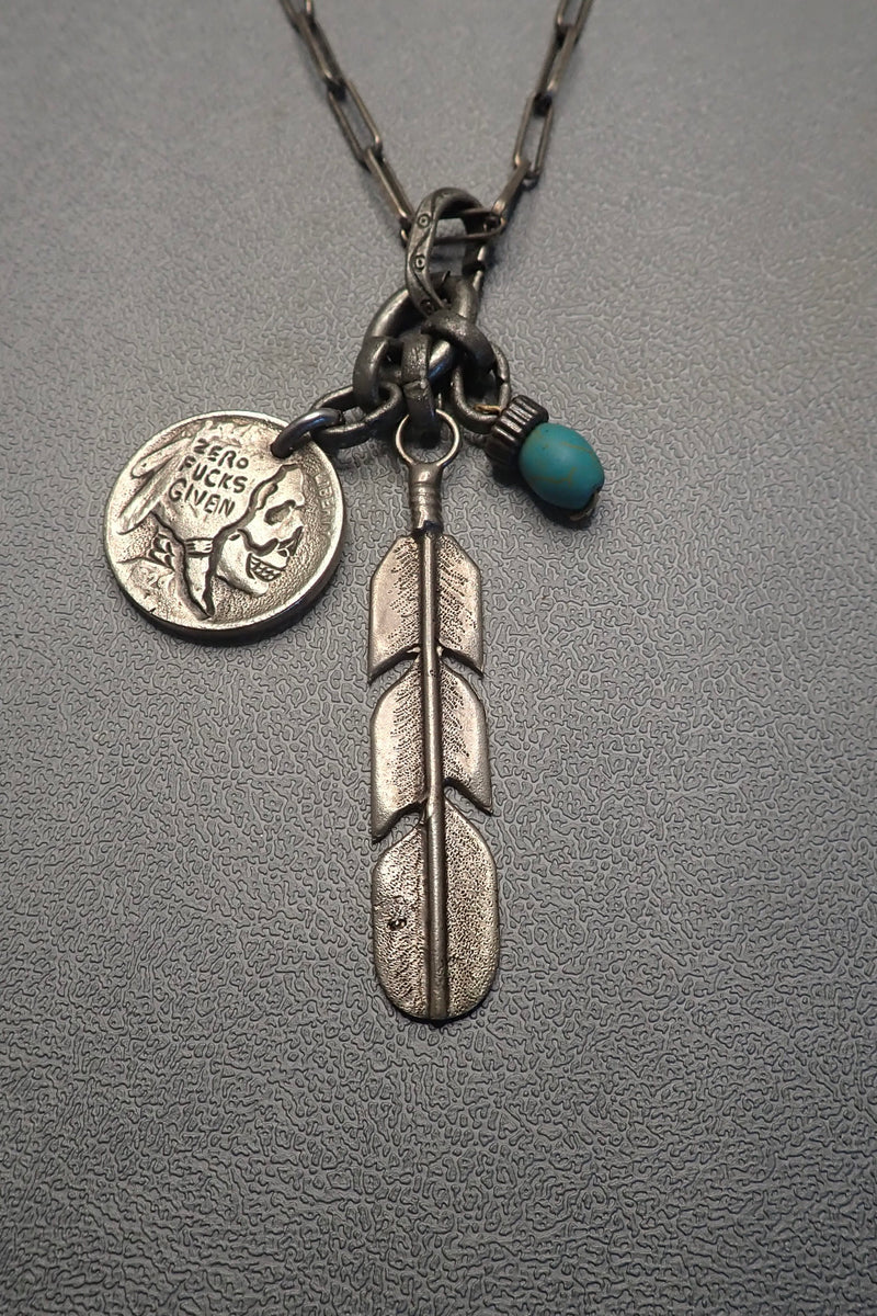 SKULL & FEATHER PENDANT