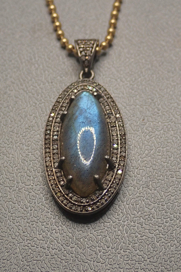 LABRADORITE DIAMONDS NECKLACE