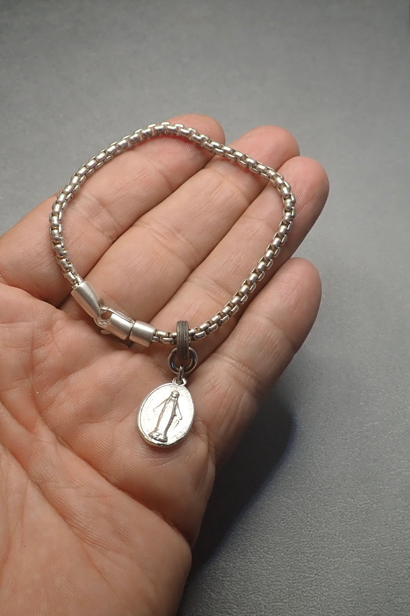 SILVER VIRGEN MEDAL BRACELET