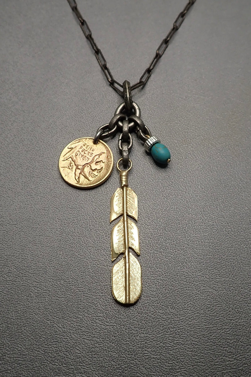 SKULL & FEATHER PENDANT II