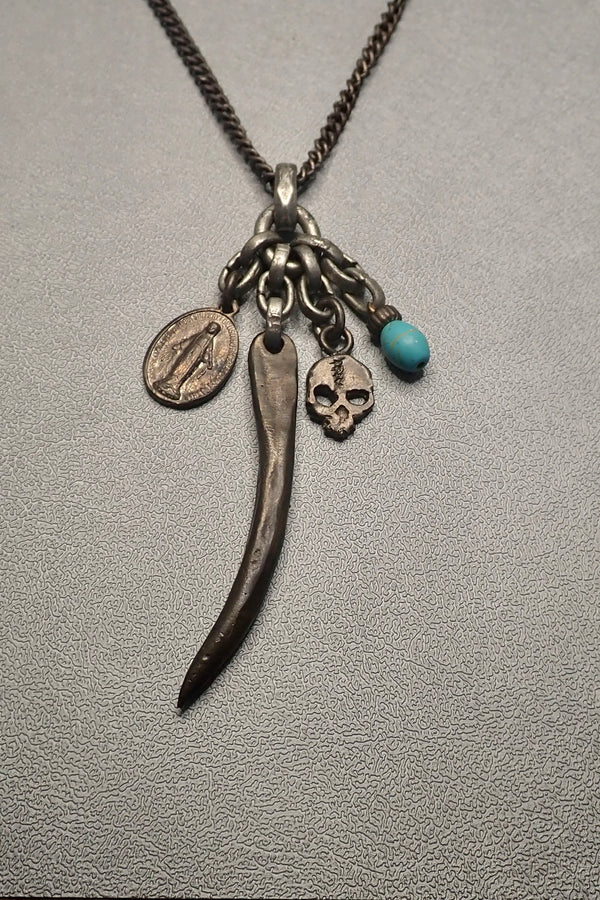 HORN- SKULL -TURQUOISE NECKLACE