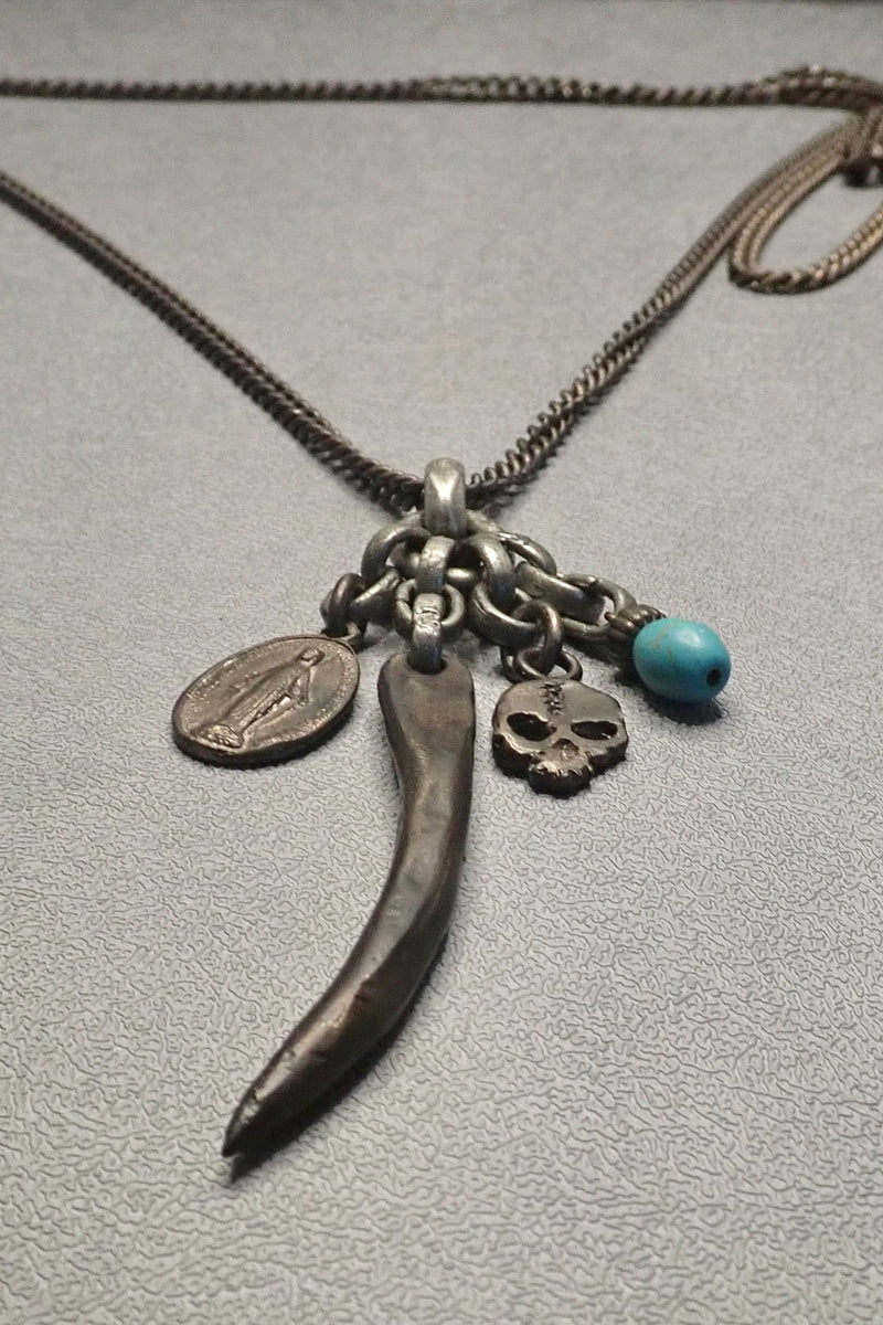 HORN- SKULL -TURQUOISE NECKLACE